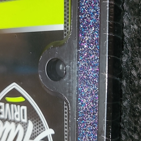 AUTO DRIVE PURPLE GLITTER METAL BLACK STANDARD FIT LICENSE PLATE FRAMES SET - Picture 2 of 10